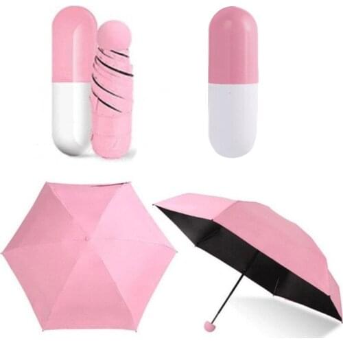 Mini Folding Capsule Small Umbrella With Pill Package Box Pocket Parasol Rain Anti-UV Portable Travel Umbrella Sunny Rainy Day