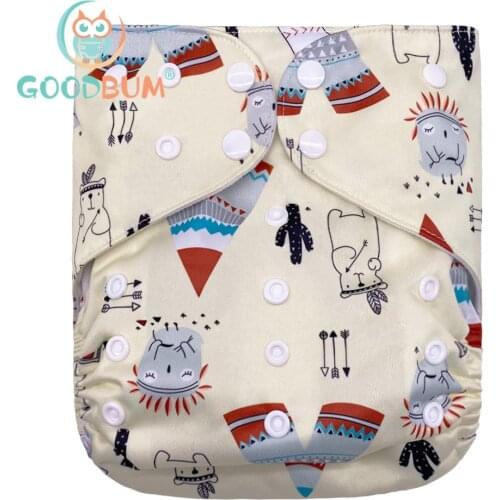 Goodbum Animal Tribe 8-25KG Washable Adjustable Cloth Diaper Double Gusset Cloth Nappy For Baby Diaper