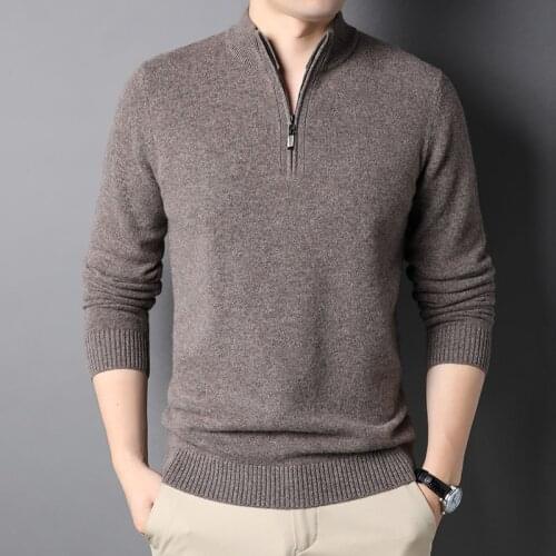 Mens knitwear autumn tide mens lapel jacket new sweater leisure business pullover 100% pure sweater