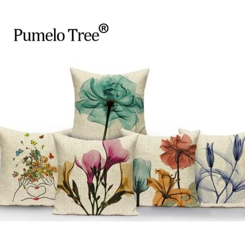 2019 New Rose Flower Decoration Cushions Covers Small Fresh 45x45cm Cushions Cases Linen Decorative Sofa Throw Pillow Cover