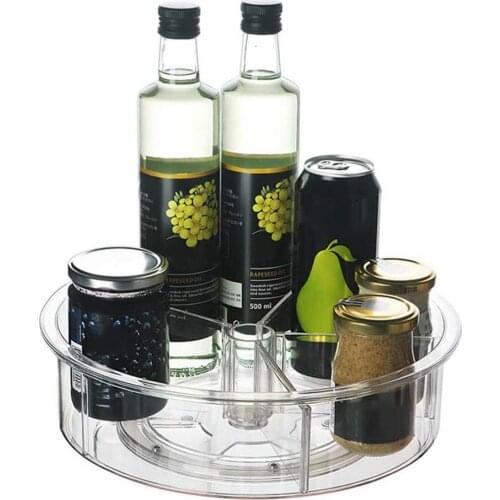 Latest Kitchen Turntable Storage Bin Spice Storage Container Kitchen Bottle Organizer Clear Compartment For Teabags Sugar Coffee