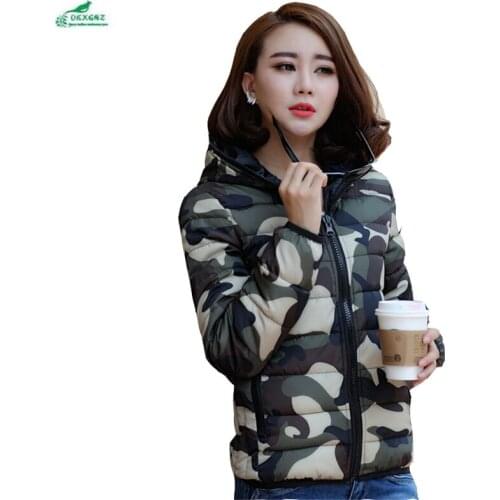 Winter camouflage feather cotton women short Outerwear thick loose cotton jacket coat large size warm cotton clothing OKXGNZAF80