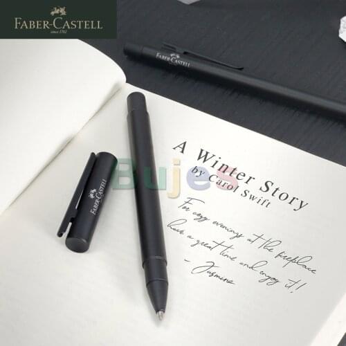 Faber-Castell Neo Slim 343101 Fountain Pen Nib F Metal Black Rose Gold Pack of 1, Stainless Steel Ballpoint Pen