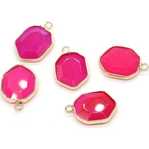 5Pcs Natural Synthetic Red Prismite Pendant Faceted Single Hole Pendant for Making Jewelry Necklace Earring Accessories 17x24mm