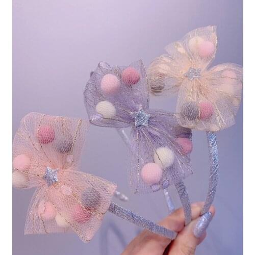 2021 New Fashion Cute Girls Lace Bow Knot Headband Hair Bows Hairband for Kids Princess Headband Party Hair Accessories