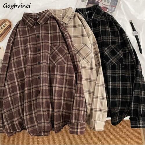 Shirts Women Plaid Plus Size M-3XL Simple Oversize Chic All-match Females Shirt Streetwear Ins Harajuku Vintage Korean Style New