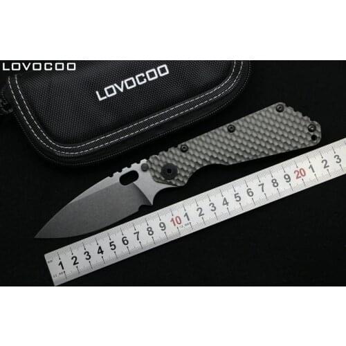 LOVOCOO SMF TC4 Titanium handle D2 blade Copper washer Folding hunting camping outdoor Tactical multi kitchen knife EDC Tools