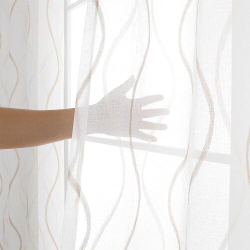 Elka Modern Striped Tulle Curtain For Living Room Japan style Voile Sheer Window Curtain for bedroom Kitchen Custome Drapes