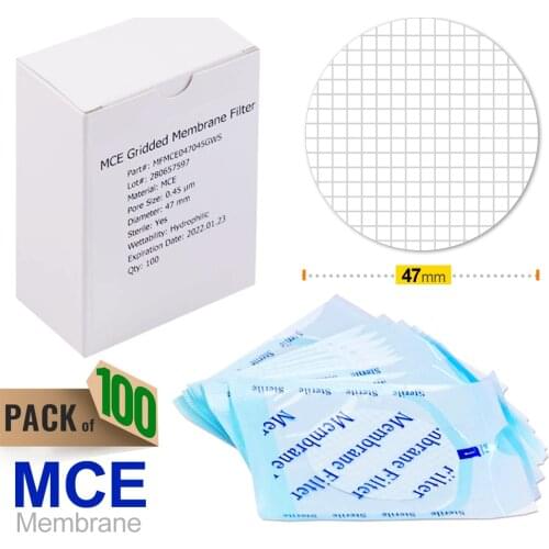 Sterile MCE Gridded Membrane Filter,47mm, Pore size 0.45um,Lab Supply Sterile,Pack of 100 by Ks-Tek