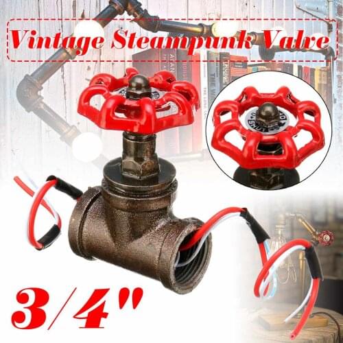 3/4" Stop Valve Light Switch With Wire For Water Pipe Lamps Lamp Loft Style Iron Valve Vintage Table Lamp