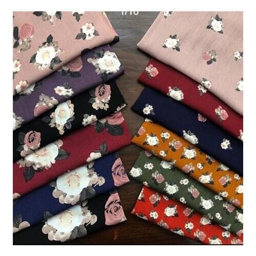 Rayon fabric dark floral printed fabric dress fabricLFCK080070