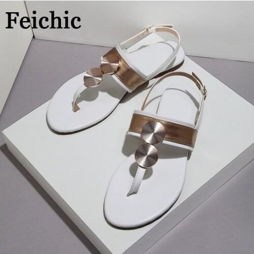 FeichicFashion new big size flip-flop all-match sandals female buckle flat-bottomed round head sandals female