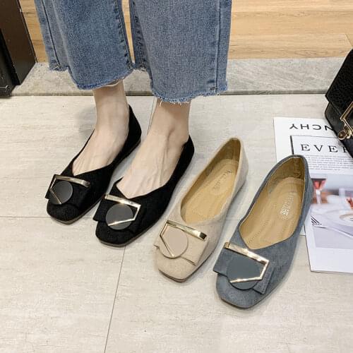 European and American Fashion Womens Shoes Retro Loafer Flats Metal Buckle Comfortable Slip-on Women Office Shoes Plus Size40