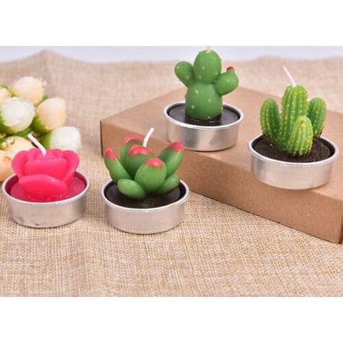 1Pc Creative 3D Cactus Candles Simulated Plants Smokeless Scented Candle Valentine Day Gift Party Ornament Home Decoration