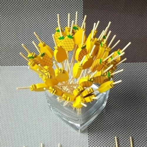 100 Pcs Disposable Bamboo picks Food Fruit Cocktail Handmade Toothpicks Picnic Party Supplies Decoration 19QB