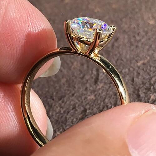 10K Au417 Yellow Gold Women Wedding Party Engagement Ring 1 2 3 4 5 Carat Round Moissanite Diamond Ring Classic Trendy Elegant