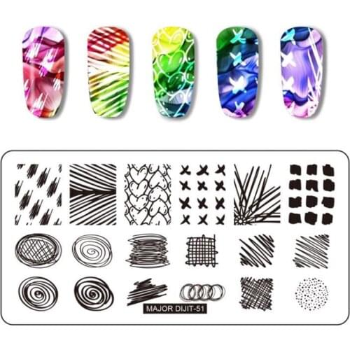12.5*6.5cm Rectangle Geometric Line Series Nail Stamping Plates Template Design Manicure Nail Art Stamp Image Plate