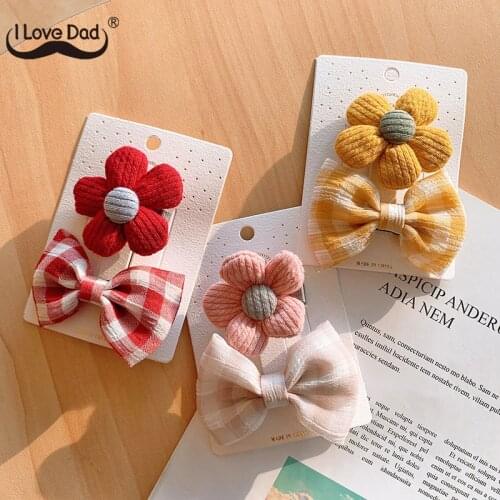 2 Pcs/Set Cute Bows Newborn Baby Hair Clips Flower Kids Children Girl Hair Clip Barrettes Baby Girl Hair Accessories
