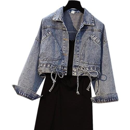 2021Spring Womens New Denim Coat Plus Size Short Jeans Jacket Lady Outerwear Jacket Female Cardigan Cowboy Vintage Long-Sleeved