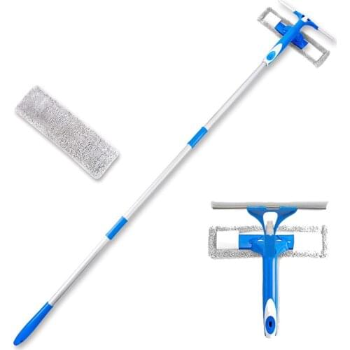 3 in 1 Window Squeegee with Spray Head Microfiber Scrubber Window Cleaning Kit All Purpose Outdoor Window Glass Cleaner Tool