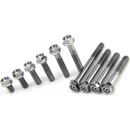 4 PCS M6 x10-50mm Ti GR5 Titanium Hex Concave Head Flange Bolts For Motorcycle
