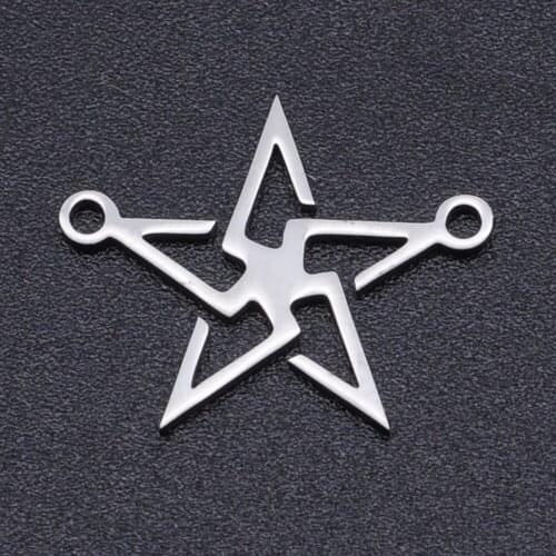 5pcs/lot 100% Stainless Steel Hollow Star Connector Charms Wholesale Never Tarnish DIY Necklace Bracelet Making Charms