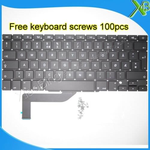 5PCS---Brand New For MacBook Pro Retina 15.4" A1398 NO Norway Norwegian keyboard+100pcs keyboard screws 2013-2015 Years
