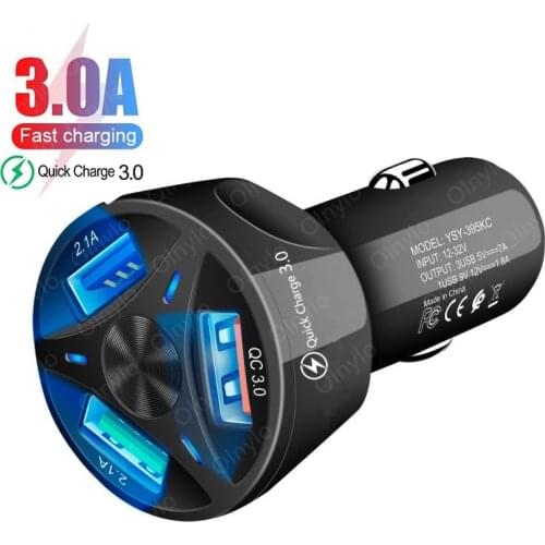 3A USB Car Charger Quick Charge 3.0 4.0 Universal 18W 3 Port For Samsung iphone 11 In Car Fast Charging Mobile Phone Car-charger