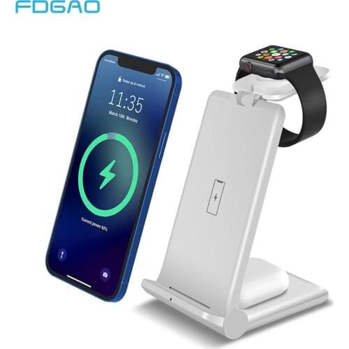 Wireless Charger Station Qi 15W Foldable Fast 3 in 1 Charging Dock for Apple Watch SE/6/5/4/3 iPhone 12 11 XS XR X 8 Airpods Pro