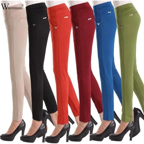 Summer Thin Stretch Pencil Pants For Women Big Size 4XL Classic Solid Casual Trousers Office Lady High Waist Slim Mom Pants
