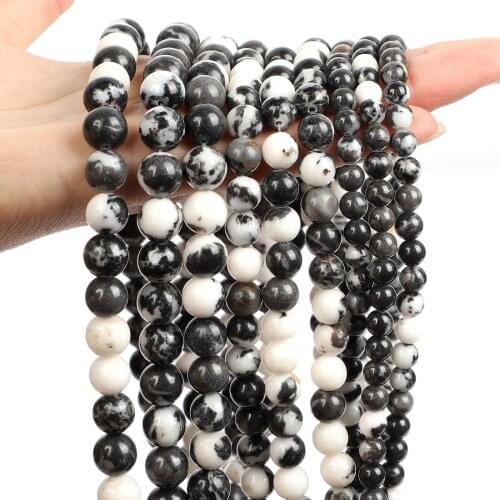 Natural Black White Agates Onyx Beads Round Loose Spacer Bead For Jewelry Making DIY Bracelets Charm Accessories 4/6/8/10/12MM
