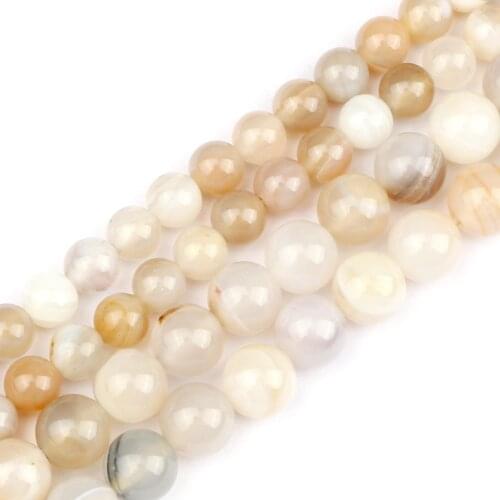 Wholesale 6 8MM White Striped Agate Beads Charm Round Loose Natural Stone For DIY Jewelry Necklace Earring Making Material New