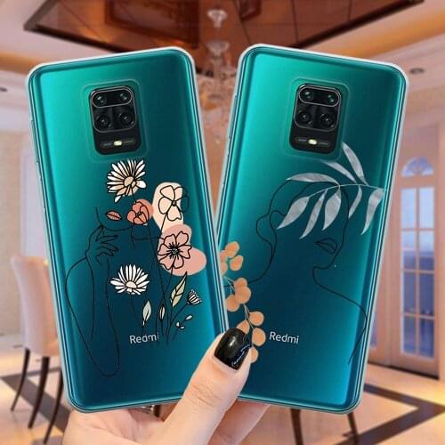 For Xiaomi Mi A1 A2 8 Lite 9 9T 5X 6X Cover Line Art Woman Floral Phone Case For Redmi K20 PRO Note 9 Pro 10 4 4X 5 6 7 8 Pro
