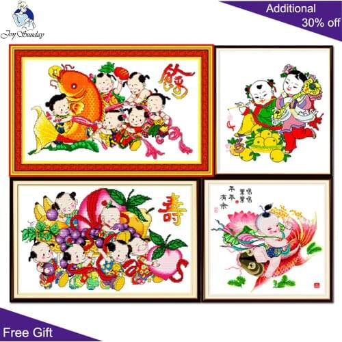 Joy Sunday Longevity Boys Z028(2)Z035Z124Z151(2) Rich And Have A Surplus Blessing Children Surplus Year After Year Cross Stitch