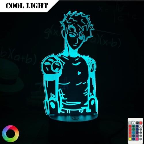 One Punch Man Genos Figure Acrylic Led Night Light Lamp Anime Desk 3d Lamp for Kids Child Room Decorative Nightlight Manga Gift