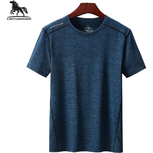 T-shirt men L-6XL 7XL 8XL summer new Solid color Quick dry Short sleeve t-shirts mens Running Top stretch Fitness casual t shirt