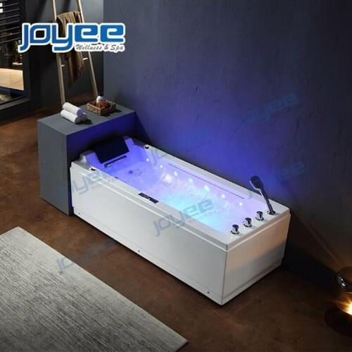 JOYEE Whirlpool Bathtub Supplier China Indoor Air Jetted Hydromassage Bathtub with Waterfall Freestanding Corner Spa Bath