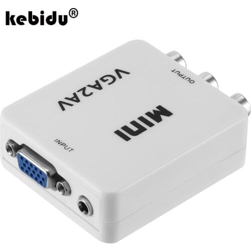 Kebidu High Quality VGA TO AV MINI Converter Adapter Support 1080P VGA to AV Converter PC to TV HD Computer to TV