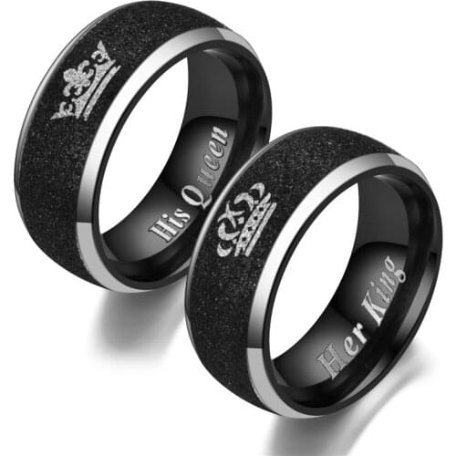 2019 Black Stainless Steel Ring Fashion Couple Rings Permanent Love Romantic engagement Anniversary Gift for Women Men