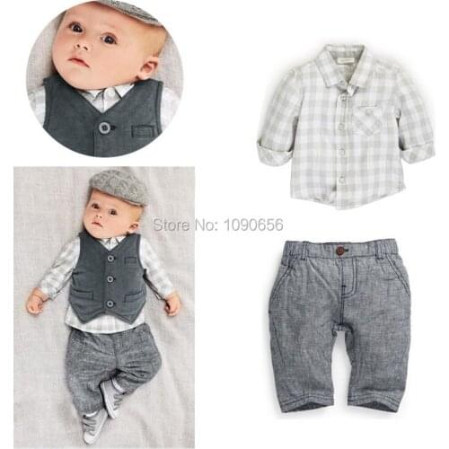 Baby Boys Clothing Sets Handsome baby boy clothes kids Shirts Vest Trousers Suit Toddler 3PCS Set infant coat