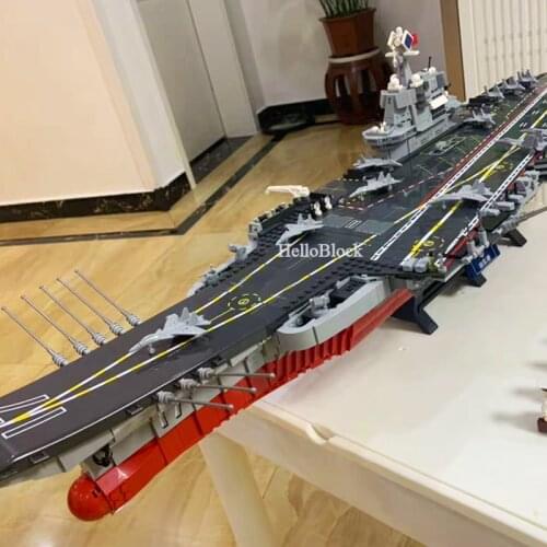 SEMBO 202001 Shandong Aircrafted Carrier Aviation Military Battleship Building Blocks 3D Model Diamond Bricks Collectible Toys