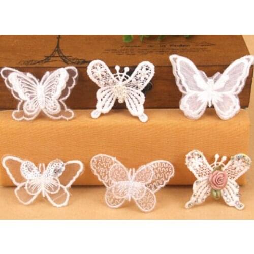 Lace embroidery DIY cloth flower applique handmade clothes pants patch butterfly decoration patch