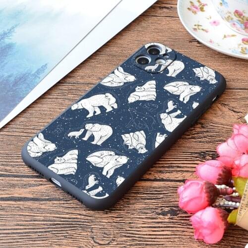 For iPhone Polar Bear And Constellation Arctic Night Sky Stars Print Soft Matt Apple iPhone Case