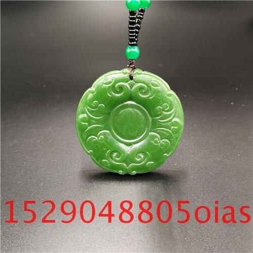 Natural Green Chinese Jade Dragon Pendant Bead Necklace Charm Jadeite Jewelry Carved Tai Chi Amulet Fashion Accessories Gifts