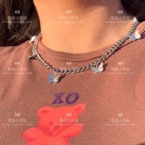 New Necklace 2020 Butterfly Pendant Chain Simple European and American Style Necklace Chains Butterfly Keychain