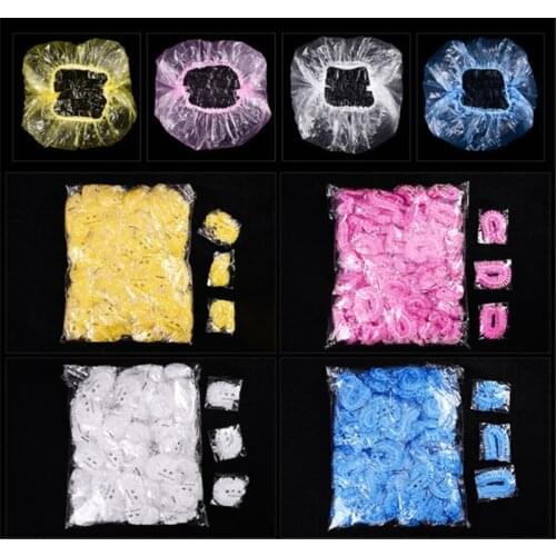 1PC Disposable Shower Caps Hat Bathing Caps Hotel One-Off Elastic Shower Cap Clear Hair Salon Bathroom Products Bath Caps