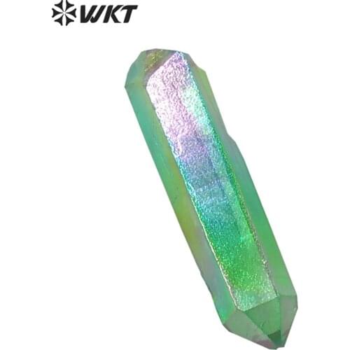 WT-G065 Wholesale charm aura crystal stone without hole for jewelry making natural aura crystal quartz green beautiful color