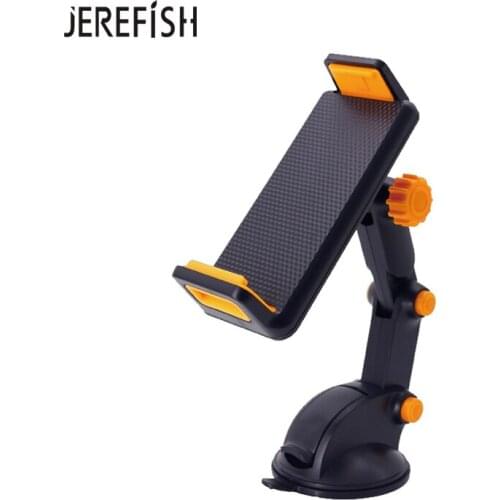 JEREFISH Adjustable 2 in1 360 Degree Scalable Car Dashboard Sucker Mount Windshield Phone Holder for Samsung iPhone Tablet GPS