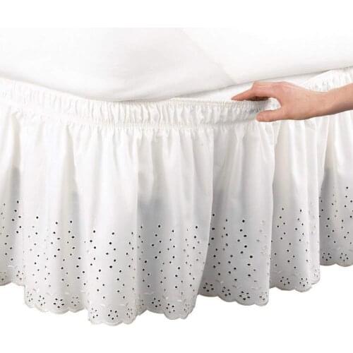 38cm High For Wedding Home Hotel Queen Size White Beige Embroidered Bed Shirts Without Surface Elastic Band Bed Skirt Bed Apron