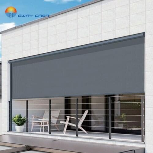 EWAY CASA Zip Shades Manual Cordless Stop Anypoint Outdoor Roller Blinds Waterproof Windproof Side Track Roller Shades SC-ORB-SD
